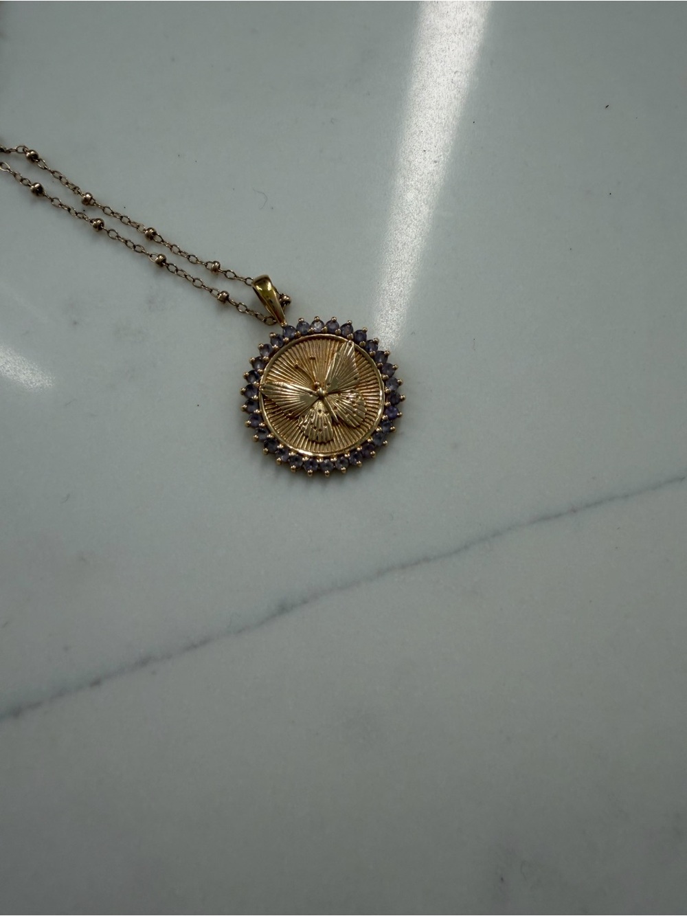 Jane Win “Free” Gold Butterfly Necklace (14k Gold Plated w Crystal Halo)